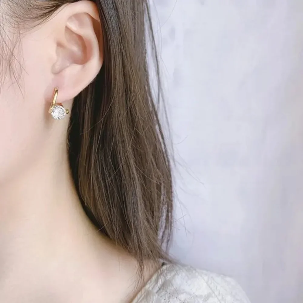 S925 Sterling Silver Love Heart Star White Zircon Earrings Wedding Engagement - Picture 3 of 6